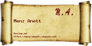 Menz Anett névjegykártya